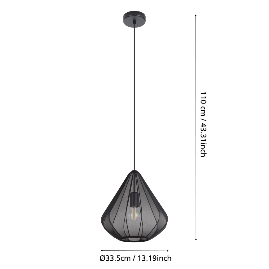 Eglo - Lustra ar auklu 1xE27/40W/230V d. 33,5 cm melna