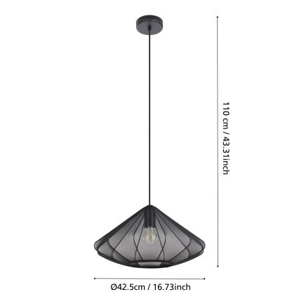 Eglo - Lustra ar auklu 1xE27/40W/230V d. 42,5 cm melna