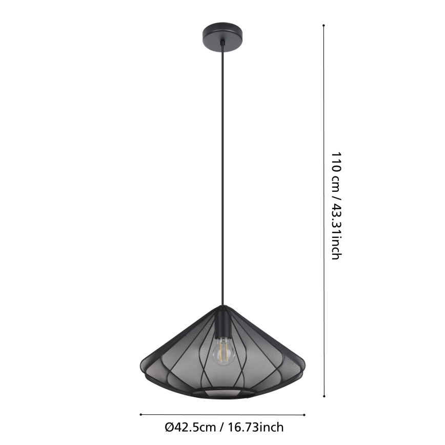 Eglo - Lustra ar auklu 1xE27/40W/230V d. 42,5 cm melna