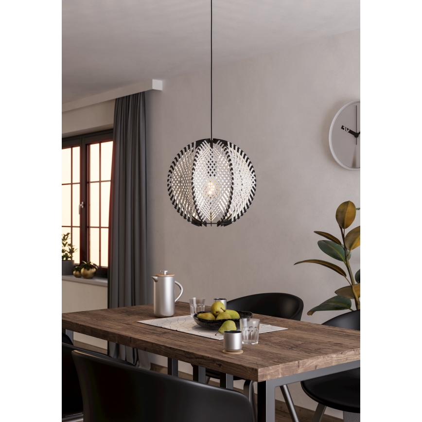 Eglo - Lustra ar auklu 1xE27/40W/230V d. 40 cm balta/melna