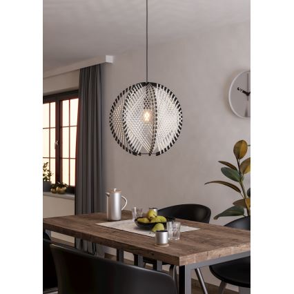 Eglo - Lustra ar auklu 1xE27/40W/230V d. 48 cm balta/melna