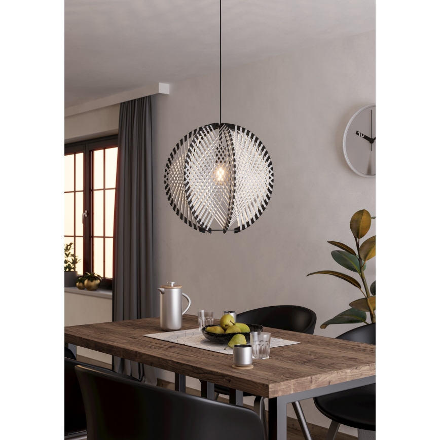 Eglo - Lustra ar auklu 1xE27/40W/230V d. 48 cm balta/melna