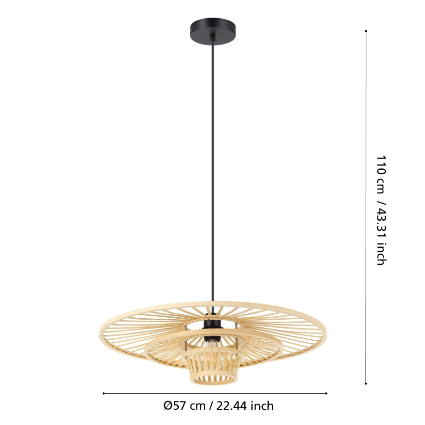 Eglo - piekaramā lampa uz vada 1xE27/40W/230V bambusa