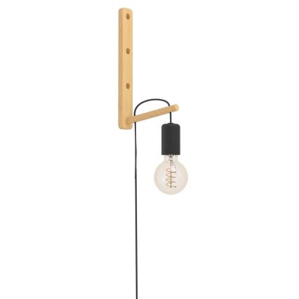 Eglo - Sienas lampa 1xE27/10W/230V gumijkoks brūna/melna