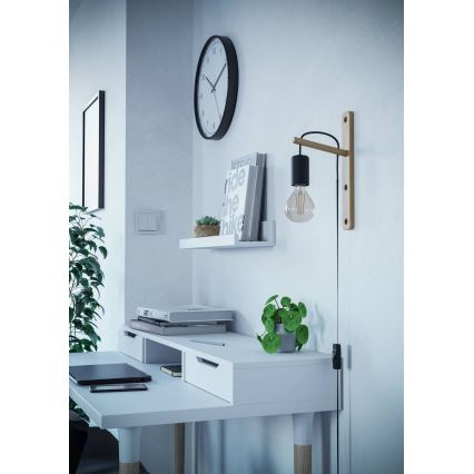 Eglo - Sienas lampa 1xE27/10W/230V gumijkoks brūna/melna