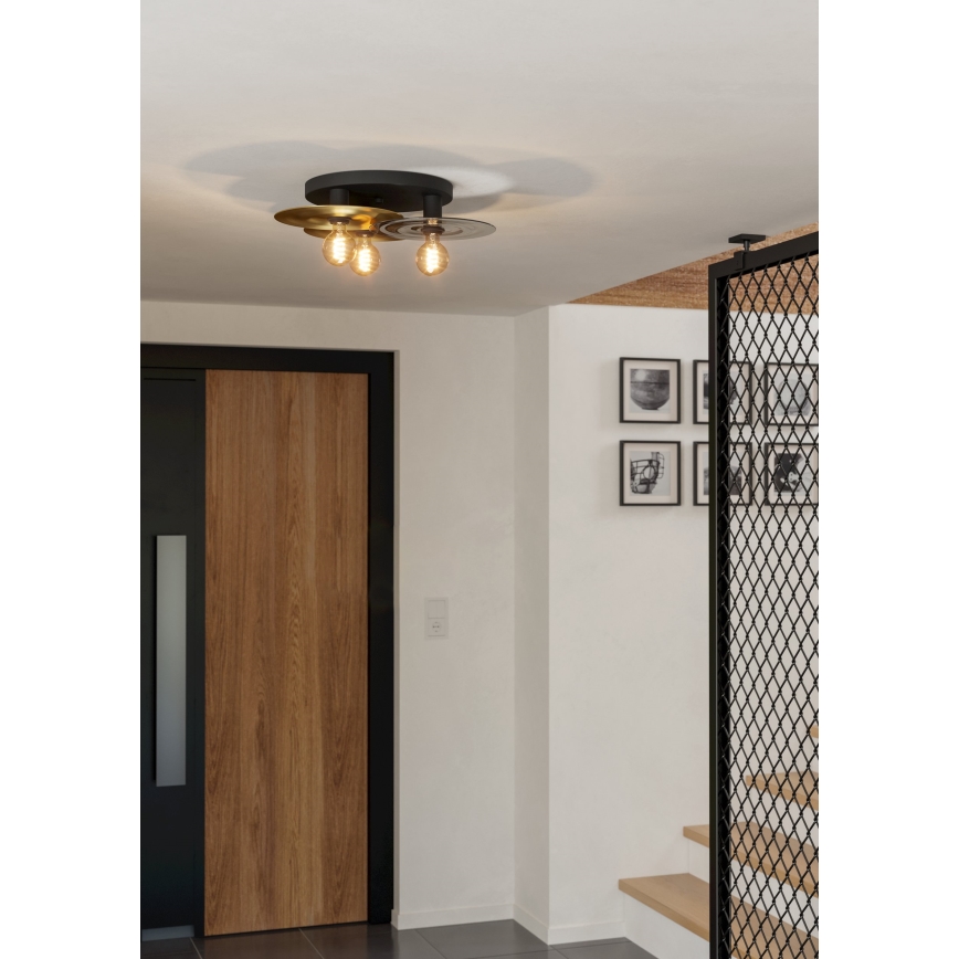 Eglo - Griestu lampa 3xE27/40W/230V zelta/melna
