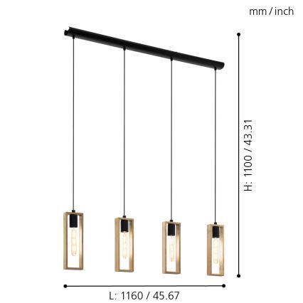 Eglo - Lustra ar auklu 4xE27/60W/230V - FSC sertificēts