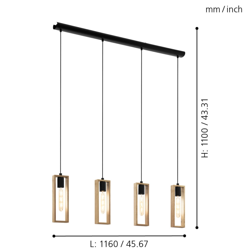 Eglo - Lustra ar auklu 4xE27/60W/230V - FSC sertificēts