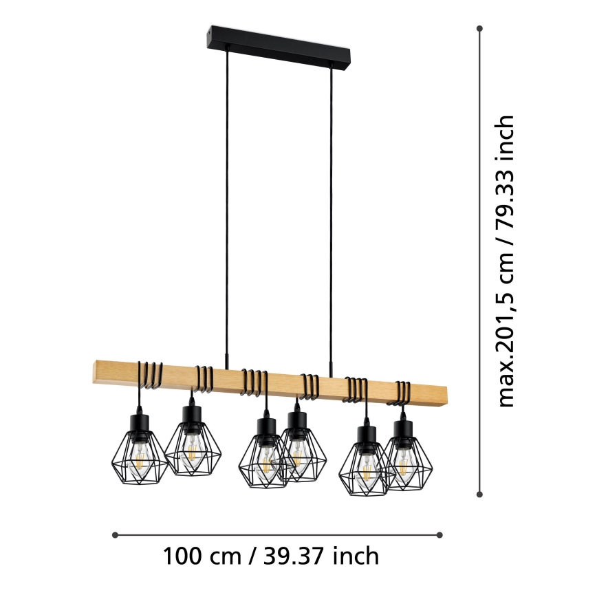 Eglo - Lustra ar auklu TOWNSHEND 6xE27/60W/230V - FSC sertificēts