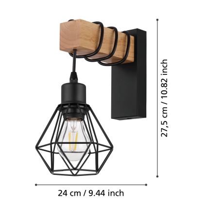 Eglo - Sienas lampa TOWNSHEND 1xE27/60W/230V