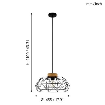 Eglo - Lustra ar auklu 1xE27/60W/230V - FSC sertificēts