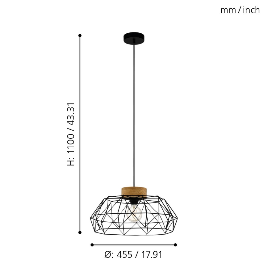 Eglo - Lustra ar auklu 1xE27/60W/230V - FSC sertificēts