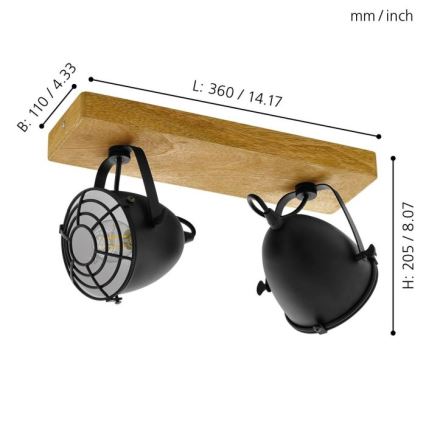 Eglo - Virziena gaismeklis 2xE14/40W/230V