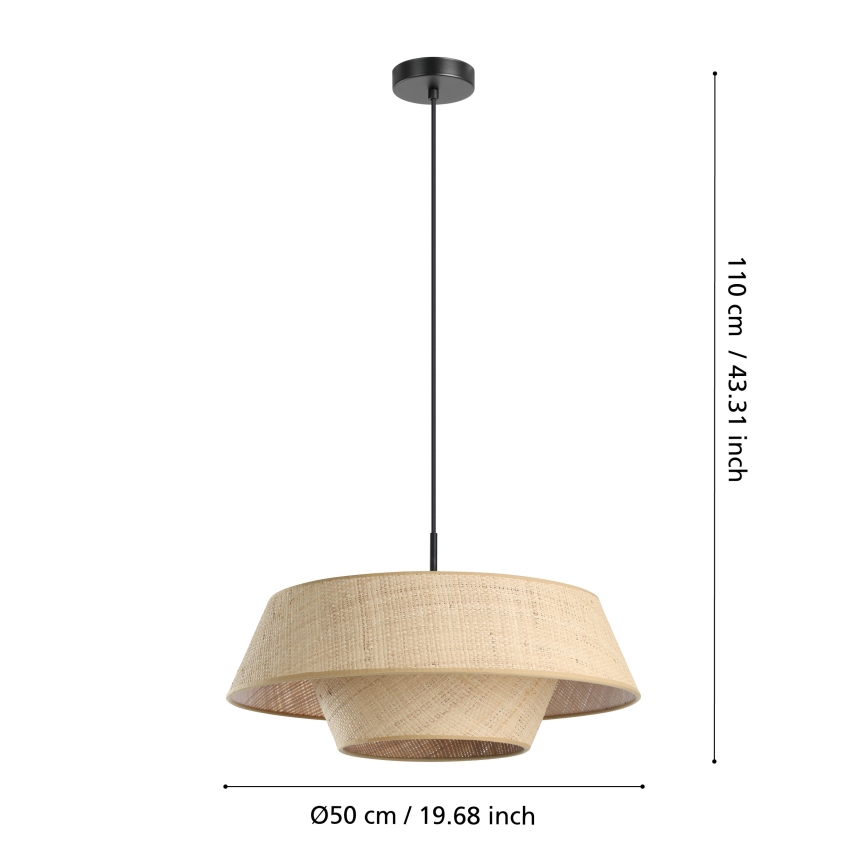 Eglo - Pakaramā lampa uz vada 1xE27/60W/230V, rotangs
