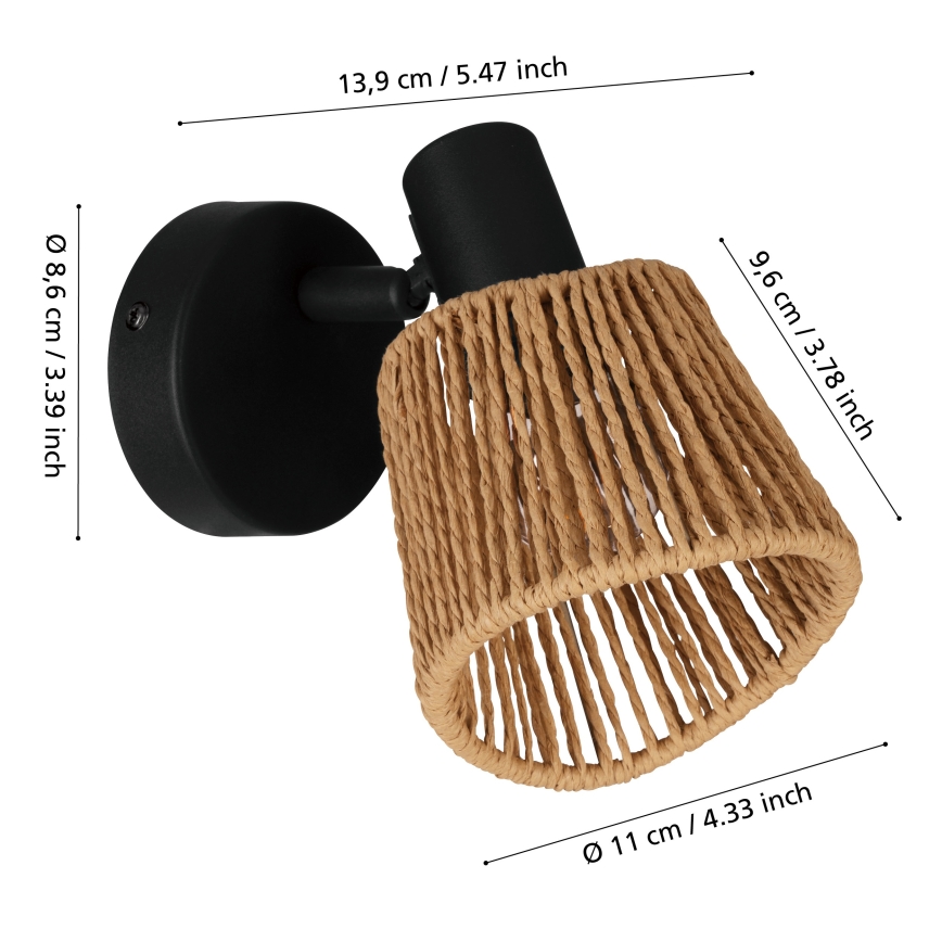 Eglo - Sienas virziena gaismeklis 1xE14/10W/230V melns/bēšs