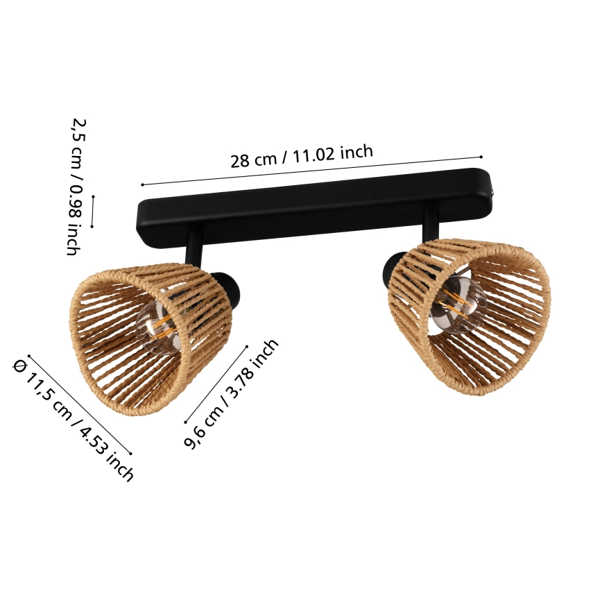 Eglo - Virzāmais gaismeklis 2xE14/10W/230V melns/bēšs