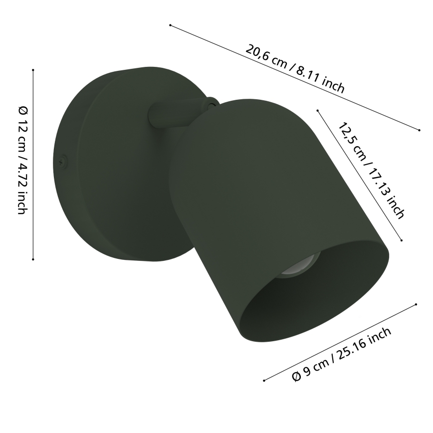 Eglo - Sienas virziena gaismeklis 1xE14/40W/230V, zaļš