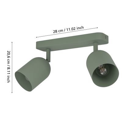 Eglo - virziena gaismeklis 2xE14/40W/230V zaļš