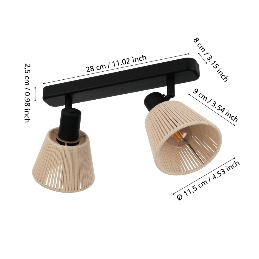 Eglo - Virziena gaismeklis 2xE14/40W/230V bēšs/melns