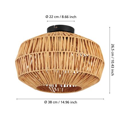 Eglo - Griestu lampa 1xE27/40W/230V Ø 38 cm brūna