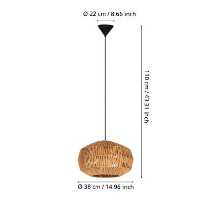 Eglo - Pakaramā lampa uz vada 1xE27/40W/230V brūna