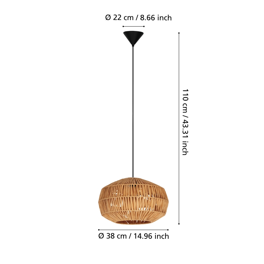 Eglo - Pakaramā lampa uz vada 1xE27/40W/230V brūna