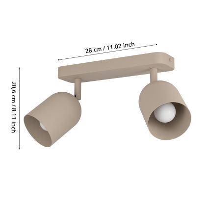 Eglo - Virziena gaismeklis 2xE14/40W/230V bēšs