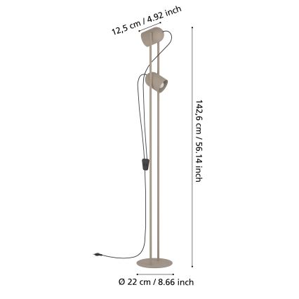 Eglo - Grīdas lampa 2xE14/8W/230V bēša