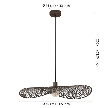 Eglo - Karājamā lustra ar vadu 1xE27/60W/230V Ø 80 cm bronzas krāsā