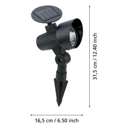 Eglo - Komplekts 3x LED saules gaismekļi ar sensoru LED/200 mAh IP44 melni