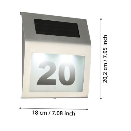 Eglo 48875 - LED Saules enerģijas mājas numurs LED/1,2W/1,2V 300 mAh IP44 matēts hroms