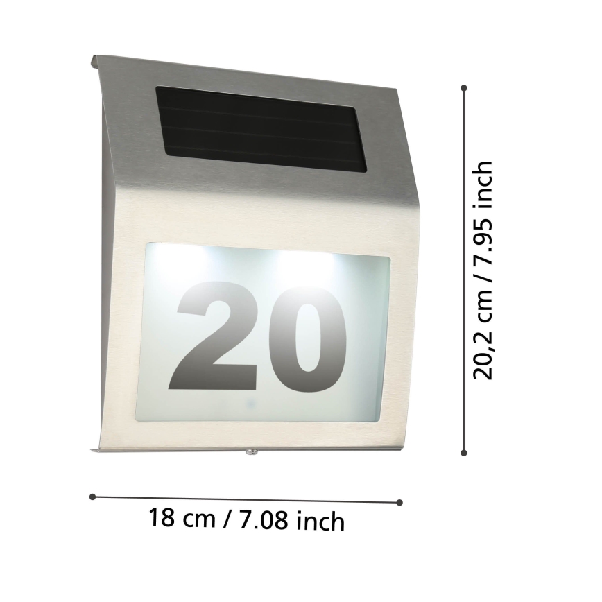 Eglo 48875 - LED Saules enerģijas mājas numurs LED/1,2W/1,2V 300 mAh IP44 matēts hroms