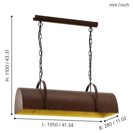 Eglo 49702 - Pakaramā lustra DEERHURST ar ķēdi 3xE27/60W/230V