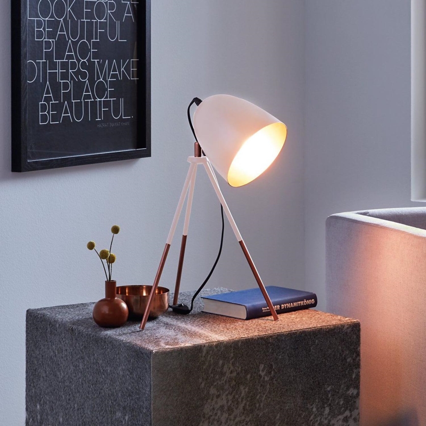Eglo 49727 - Galda lampa CHESTER 1xE27/60W/230V balta/miedzaina