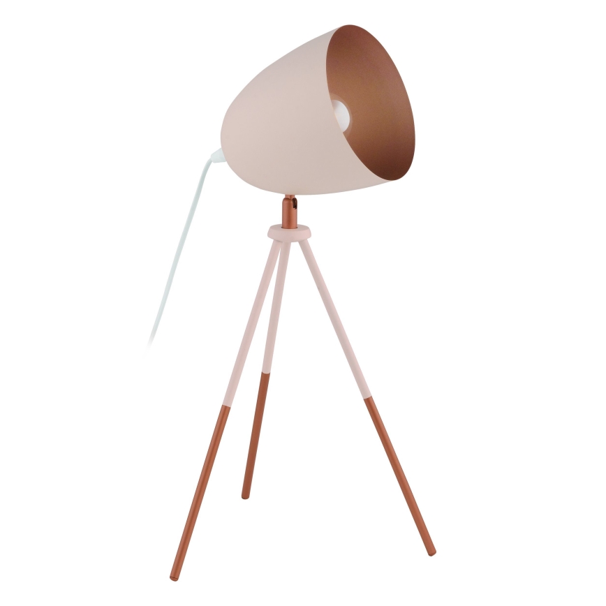 Eglo 49727 - Galda lampa CHESTER 1xE27/60W/230V balta/miedzaina