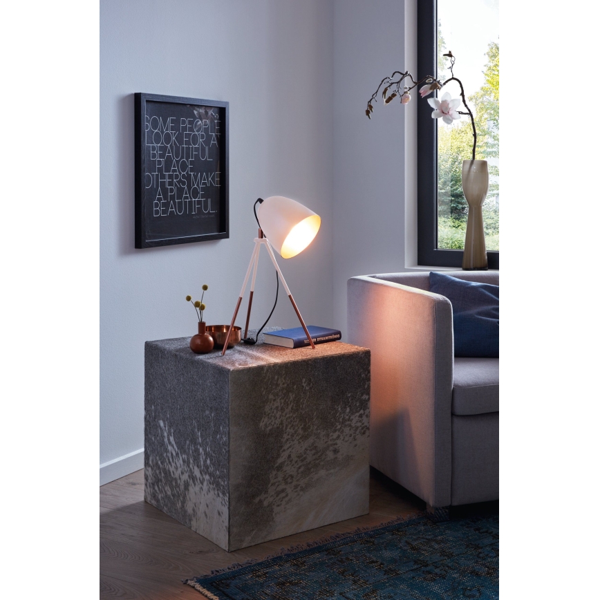 Eglo 49727 - Galda lampa CHESTER 1xE27/60W/230V balta/miedzaina