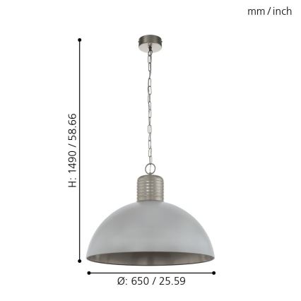 Eglo 49757 - Lustra ar ķēdi COLDRIDGE 1xE27/60W/230V