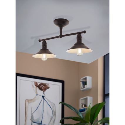 Eglo 49824 - griestu lampa STOCKBURY uz stieņa 2xE27/60W
