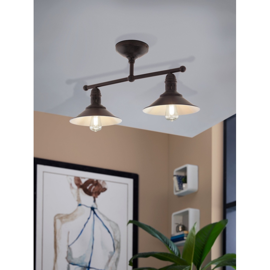 Eglo 49824 - griestu lampa STOCKBURY uz stieņa 2xE27/60W