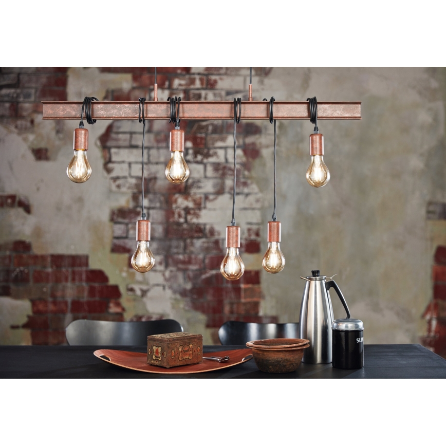 Eglo - Lustra ar auklu TOWNSHEND 6xE27/60W/230V