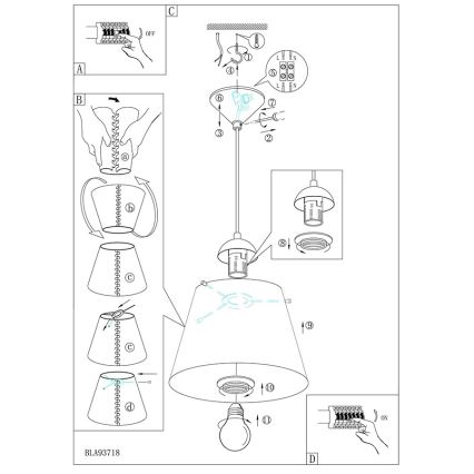 Eglo 54459 - Lustra ar auklu MOLOVE 1xE27/60W/230V