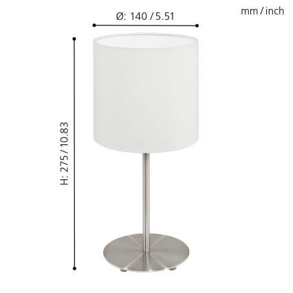Eglo 54744 - Galda lampa ANADIA 1xE14/40W/230V balta/matēts hroms