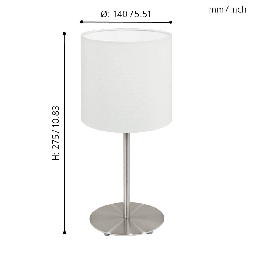 Eglo 54744 - Galda lampa ANADIA 1xE14/40W/230V balta/matēts hroms