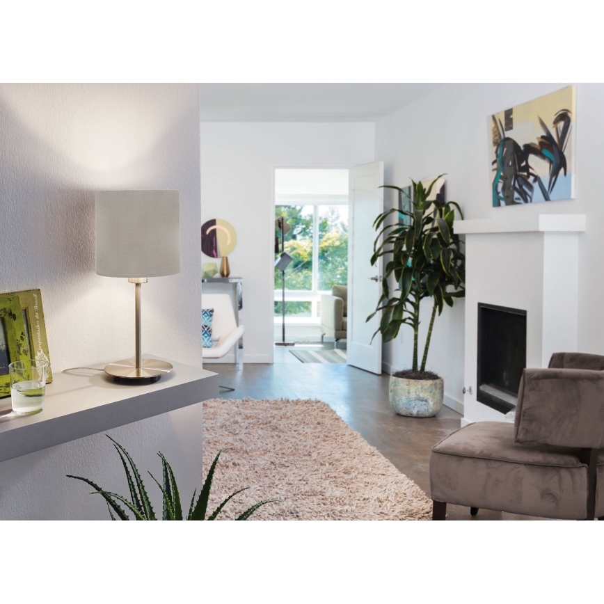 Eglo 54745 - Galda lampa ANADIA 1xE14/40W/230V taupe/matēts hroms