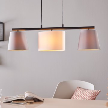 Eglo 55207 - Lustra ar auklu ALMEIDA 3xE14/25W/230V pelēka