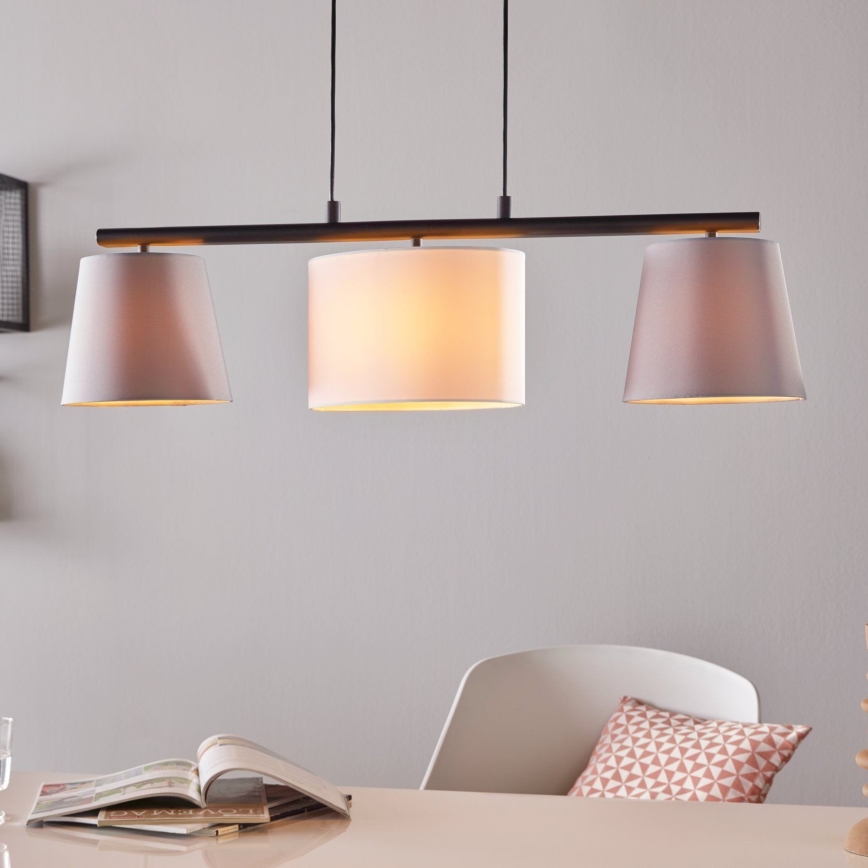 Eglo 55207 - Lustra ar auklu ALMEIDA 3xE14/25W/230V pelēka