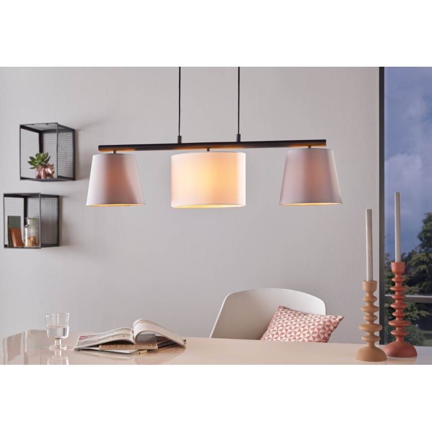 Eglo 55207 - Lustra ar auklu ALMEIDA 3xE14/25W/230V pelēka