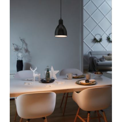 Eglo 55243 - Piekaramā lampa uz troses PRIDDY 1xE27/60W/230V, melna
