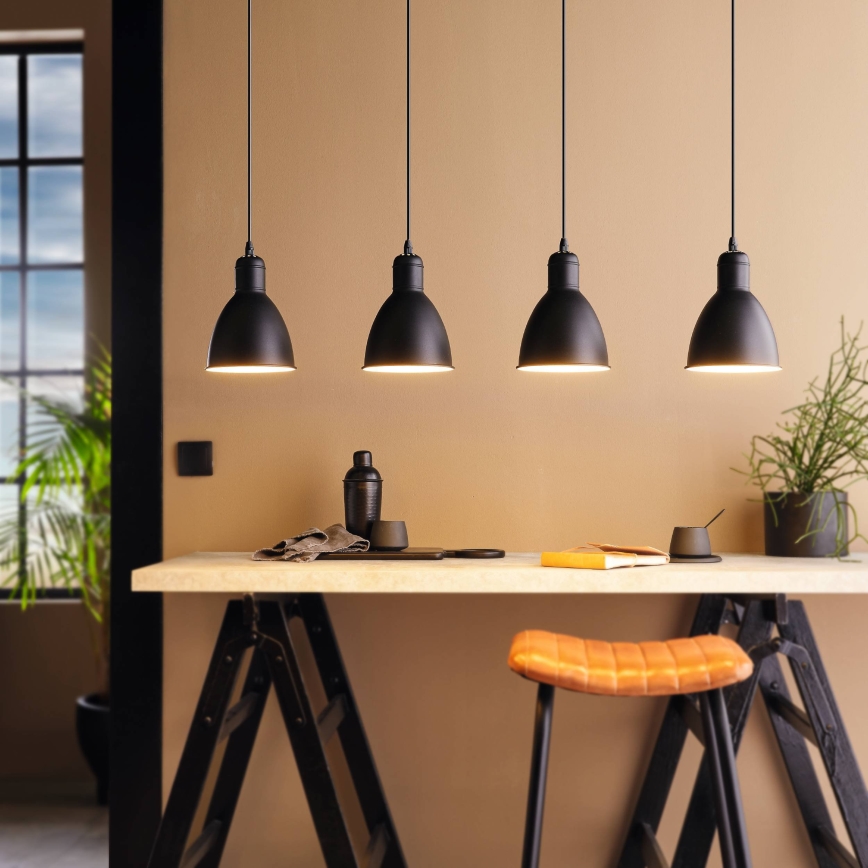 Eglo 55244 - Pakaramā lustra uz vada PRIDDY 4xE27/60W/230V melna
