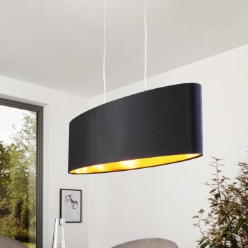 Eglo 55266 - Lustra ar auklu MASERLO 2xE27/60W/230V melna